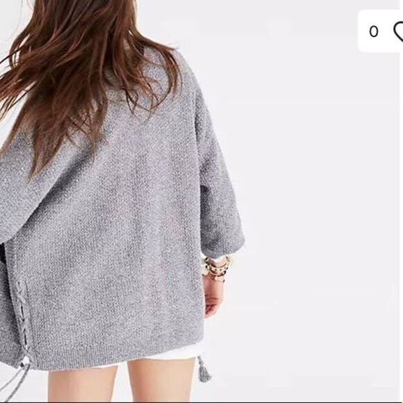 Madewell Side-Lace Open Cardigan Sweater in grey - Picture 3 of 8